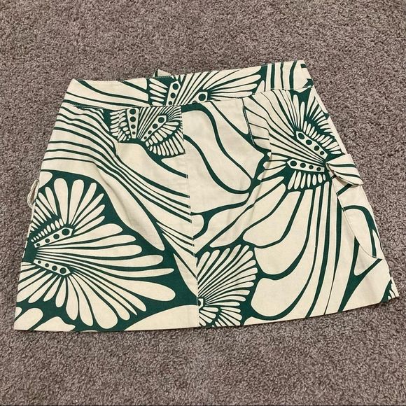 J.CREW PRINTED CANVAS BUTTON TIE FRONT SKIRT - Picture 2 of 7